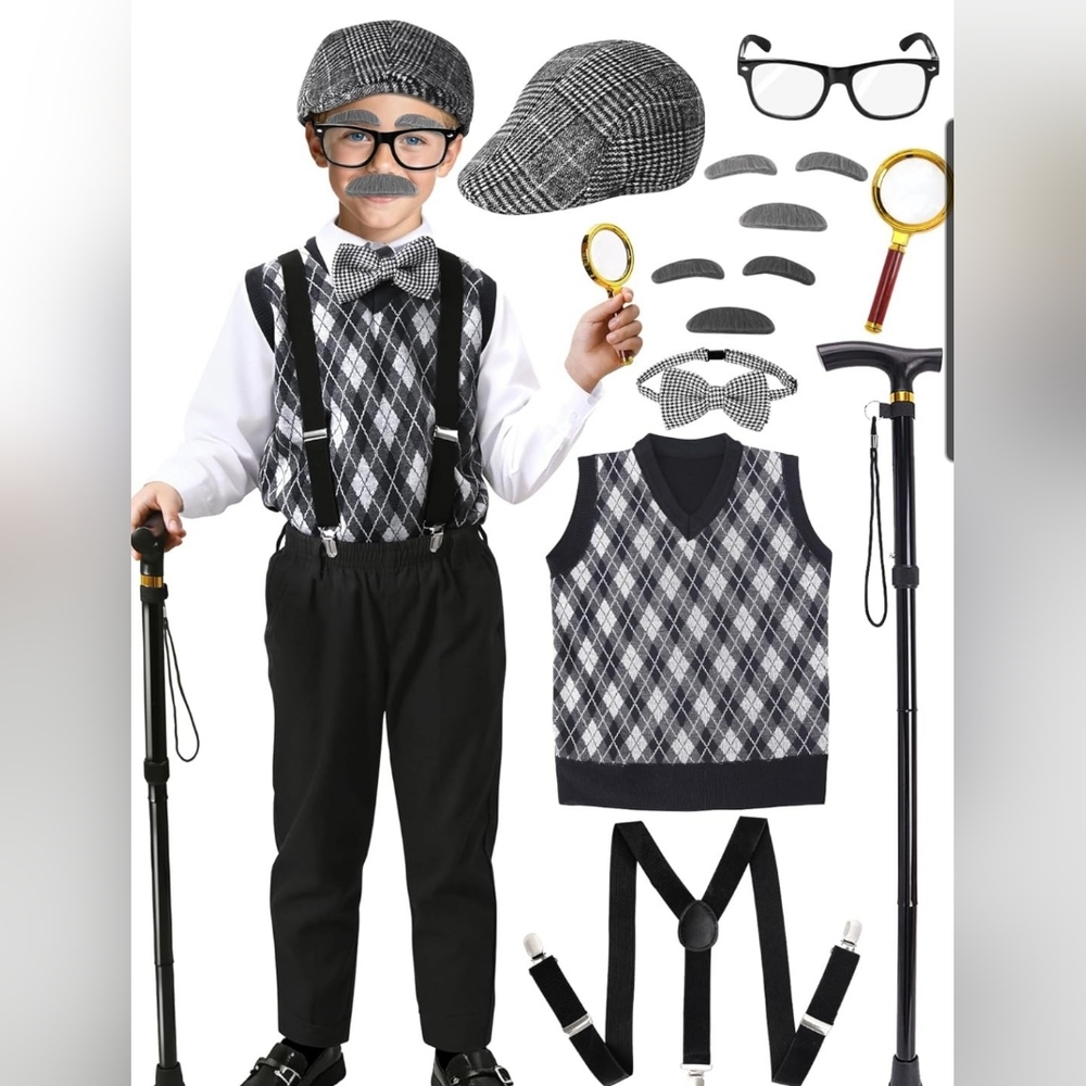 Kids 100 Days Of School old man costume